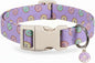 Girl Dog Collar with Unique Purple and Donut Print, Cute Dog Collar for Spring & Summer, Adjustable Pet Collar for Small Dogs