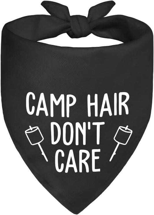 Camp Hair Don't Care Black Dog Bandana, Funny Outdoor Dog Bandana, Puppy Scarf Photo Prop for Outdoor Adventure Hiking Camping Mountain, Gifts for Ranger (Branches)