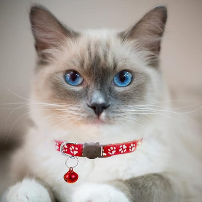 2 Pack Cat Collars Quick Release Reflective Kitten Collar with Bell & Safety Release (red)