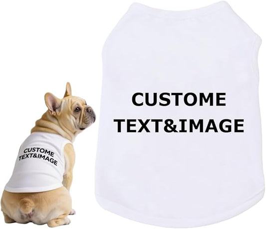 Custom Dog Shirt,Personalized Pet Apparel with Name Text Photo Image,Lightweight Breathable Puppy Kitten Cotton Vest for Small Medium Large Dogs Cats,Puppy Gift (White, X-Large)