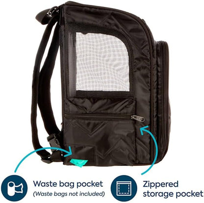Sherpa Deluxe Guaranteed On Board Convertible Pet Carrier & Backpack, Black, Medium