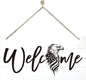 Welcome Sign for Front Door, Welcome Decor Wooden Hanging Sign, Patriotic Theme American Bald Eagle Pattern Wall Hanging Decor, Funny Wooden Outdoor Front Door Decoration 13.8X6.9 inches