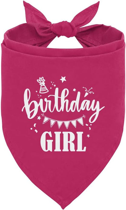 Birthday Girl Dog Bandana, Deep Pink Dog Bandana, Funny Cute Dog Bandana, Pet Dog Triangle Scarf, Pet Dog Scarf Accessories, Girl Dog Bandana, Dog Bandana for Small Medium Large Dogs (E53)