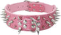 Serijoars Spiked Studded Dog Collar, PU Leather Dog Collar, Adjustable Pet Collars for Medium or Large Breed Pet (S, Pink5)