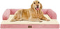 Large Dog Bed Orthopedic Washable Extra Pink XL XLarge Big Dog Bed with Washable Bolster & Memory Foam Couch Sofa - Waterproof with Removable Cover