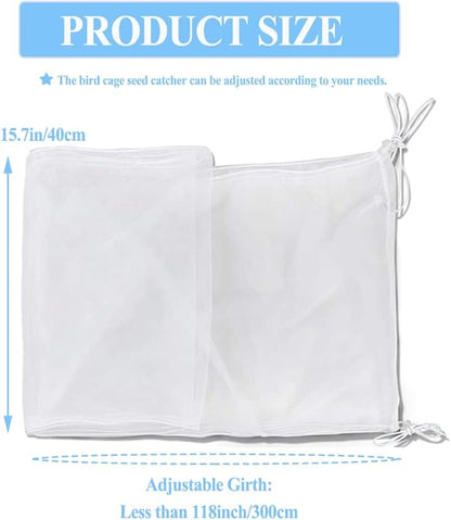 ASOCEA Extra Large Bird Cage Seed Catcher Guard Universal Birdcage Cover Nylon Mesh Net for Parrot Parakeet Macaw Lovebird - White (Not Include Birdcage) …