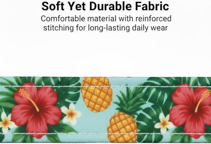 Summer Dog Collar with Tropical Pattern, Cute Dog Collar for Girl Boy Dogs, Pet Collar with Unique Print and Soft Fabric, Suitable for Medium Dogs