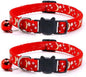 Reflective Cat Collars Breakaway with Bell 2-Pack Girl Boy Pet Kitten Collar with Star Moon Patetrn Adjustable 7.5-12.5 Inch (Red)
