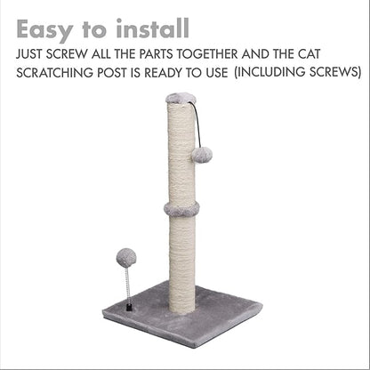 MECOOL Cat Scratching Post Premium Basics Kitten Scratcher Sisal Scratch Posts with Hanging Ball 22" for Kittens or Smaller Cats (22 inches for Kitten, Gray)