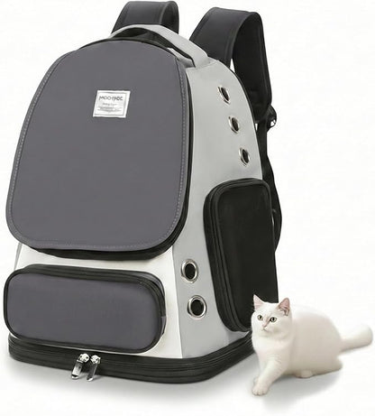Cat Backpack Carrier, TSA Airline Approved Pet Travel Bag for Small Medium Dogs, Ventilated Hiking Camping Backpack for Cats, Kitten and Puppy up to 18 lbs, Gray Mesh