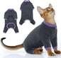 PUMYPOREITY Sticky Hair Cat Clothes, Prevent Hair Loss Cat Pajamas, Soft Cat Sweaters for Cats Only, Cat Hair Sticky Onesie, Cat Recovery Suit After Surgery, Black, L