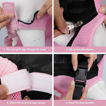 FEimaX Dog Carrier Backpack Pet Legs Out Front Cat Travel Bag, Adjustable Puppy Backpacks Carriers Hands-Free for Small Medium Dogs Cats Hiking Traveling Camping Daily Walking