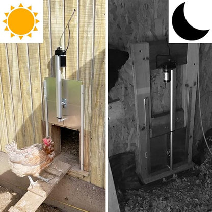 JVR Automatic Chicken Coop Smart Door Compatible with Alexa, Google Assistant, Home Assistant, Tuya - WiFi Electric Opener, Auto Sunrise/Sunset Dusk to Dawn Doors, Anti-Pinch Auto Reopen & Stop