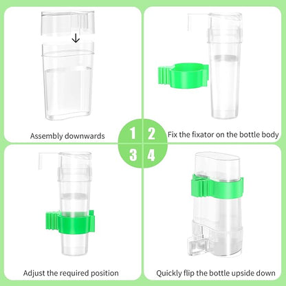 CLPOAWC Bird Water Dispenser, Bird Cage Feeder, Parakeet Cage Accessories, 2 Pcs Automatic Bird Water Feeder for Budgies Cockatiel Lovebird Canary Finch, clear