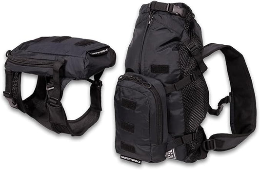 K9 Sport Sack Walk-On - Small, Anthracite Black - Ideal for Dogs with 13-16” Back Length - Lightweight, Packable, Backpack-Style Carrier - Includes Compatible Harness & Storage Bag