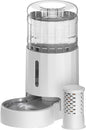 CZPET Automatic 4L Filter Dog and Cat Water Dispenser with Stainless Steel Bowl Gravity Waterer,Large Capacity and Drinking Area Noise-Free for Pets(White)