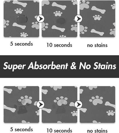 MontVoo Dog Food Mat-Pet Feeding Mat for Food and Water-No Stains Quick Dry Dispenser Cat Bowl Mat for Messy Drinkers(17"x34" Dark Grey)