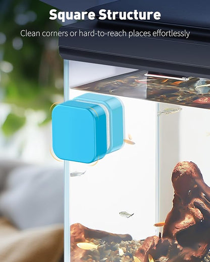 Pawfly Magnetic Aquarium Glass Cleaner Fish Tank Magnetic Brush with Mirror, 1.5 Inch Mini Fish Tank Glass Cleaner Cleaning Tool for 2/5 Inch Thick Aquarium up to 10 Gallons (Non-Floatable)