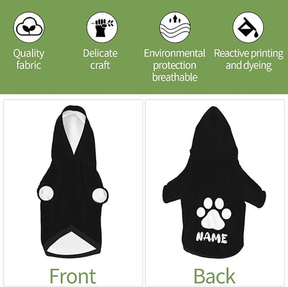 Custom Dog Hoodie Soft & Warm Design Your Own Personalized Photo Text Logo Name Dog Clothes for Puppy Sweatshirt Hooded for Small Medium Large Dogs Girl/Boy Cats Black