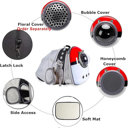Dual Expandable Cat Backpack Front & Back Extension Pet Backpack Carrier, Fit up to 20 lbs, Bubble Capsule Dog Backpack Travel, Hiking & Outdoor