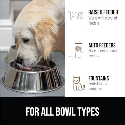 GORILLA GRIP 100% Waterproof Raised Edge BPA Free Silicone Pet Feeding Mat, Dog Cat Food Mats Contain Spills Protects Floors, Placemats for Cats and Dogs Water Bowl, Pets Accessories 28x18 Gray