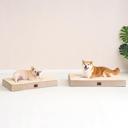 EHEYCIGA Orthopedic XL Dog Beds for Extra Large Dogs with Removable Washable Cover, Khaki, 44x32