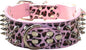 Serijoars Spiked Studded Dog Collar, PU Leather Dog Collar, Adjustable Pet Collars for Medium or Large Breed Pet (XL, Leopard1)