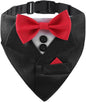 Tuxedo Dog Collar for Wedding Engagement and Birthday,Adjustable Formal Dog Bandanas Collar with Bow Outfit,Suitable for Small Medium Large Dog