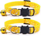 Reflective Cat Collars Breakaway with Bell 2-Pack Girl Boy Pet Kitten Collar with Star Moon Patetrn Adjustable 7.5-12.5 Inch (Yellow)