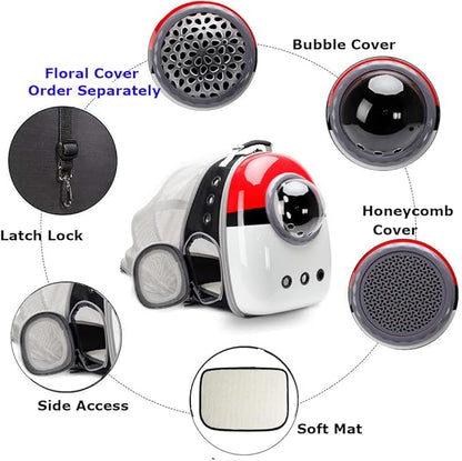 Back Expandable Cat Backpack Carrier, Fit up to 12 lbs, Hard Shell Bubble Dome Window Pet Transport and Carry Bag for Kitten Cat Bunny Rabbit and Small Puppy