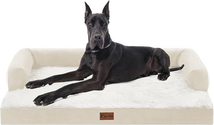 Orthopedic XXL Dog Beds, Waterproof Egg Crate Foam Big Pet Bed for All Breed Sized Dogs 53x42Inch, Washable Extra Large Dog Couch Bed with Removable Cover and Non-Slip Bottom, Beige