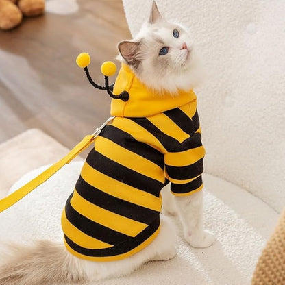Selena Cat Bee Antennae Costume Hoodies Cute Bee Stripes Dog Kitten Puppy Pet Apparel (XX-Large,Yellow&Black)