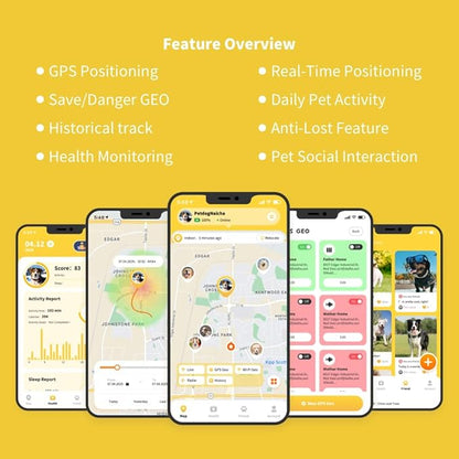 4G Smart GPS Dog Tracker with Real-Time Location, Virtual Fence & Activity Monitoring, Waterproof Long Battery Life, Chew-Resistant Design with 3 Protective Shells, App & Subscription Required