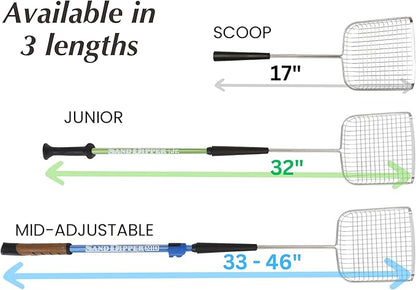 Sand Dipper Cat Poop Scooper & Chicken Poop Scooper - Rugged Big 6" Square Stainless Steel Long Handle for Home Kitty Litter Scoop & Farm Chicken Coop Scooper (Mid-Adjustable)