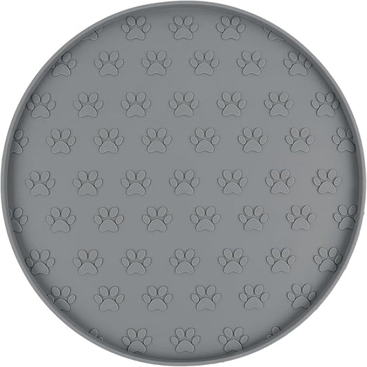 SUNLAND Silicone Dog Food Mat, Pet Feeding Mat for Food and Water, Waterproof Non-Slip Cat Feeding Bowl Mat with Raised Edge, Prevents Residue from Spilling onto The Floor Grey