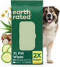 Earth Rated XL Pet Wipes for Dogs & Cats, Unscented Hypoallergenic, 60 Ct