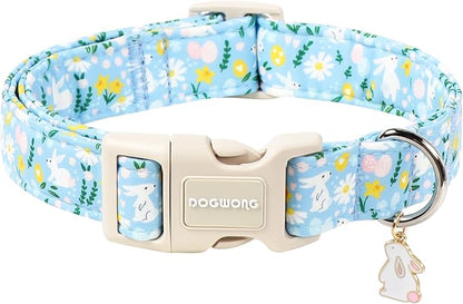 DOGWONG Easter Dog Collar-Cute Easter Rabbit Bunnies Egg Dog Collar, Adjustable Soft Easter Dog Collar for Small Medium Dogs, XS