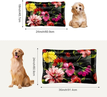 Pink Flowers Pet Sleeping Pad Cat Cushion Pad Pet Beds for Cats Ink Painting Soft Bed Non- Slip Bottom Winter Supplies Multi- Scenario, Multi- Model Crate Dog Bed Gift Printed Dog