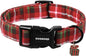 DOGWONG Christmas Plaid Dog Collar, Cute Adjustable Red Collar for Boy and Girl Dogs, Dog Collar with Strong Plastic Buckle for Small Medium Large Dogs,XL