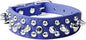 Spiked Dog Collar Soft Pu Leather Mushrooms Rivet Spike Studded Puppy Adjustable Pet Collars for Small Breeds (XS, Dark Blue)