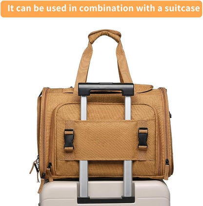 Pet Backpack Carrier for Small Dogs Medium Cats, Puppies,Breathable and Collapsible Design, Portable Travel Bag for Bearded Dragon,Rabbit Cage (Brown +One-Shoulder, Small)