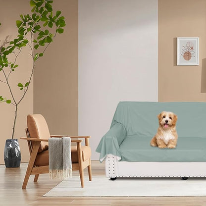 DUJUIKE Waterproof Bed Cover for Dog and Cats,Pet Hair Resistant Bed Sheet Cover, Protective Bed Liner Cover with 100% Waterproof Breathable Thin Fabric (Green, Twin 63 * 90 inch)