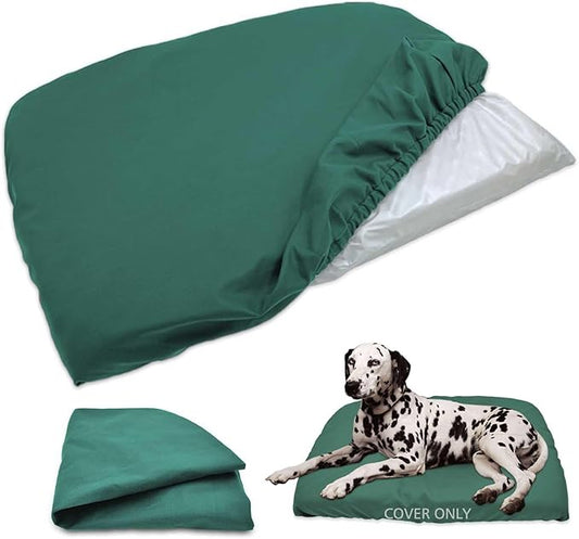 Dog Bed Cover Waterproof Replacement Machine Washable Covers for 44x32 Inch Dog Bed Heavy Duty Scratch Resistant Mattress Protector Pet Bed Cover Only Dark Green