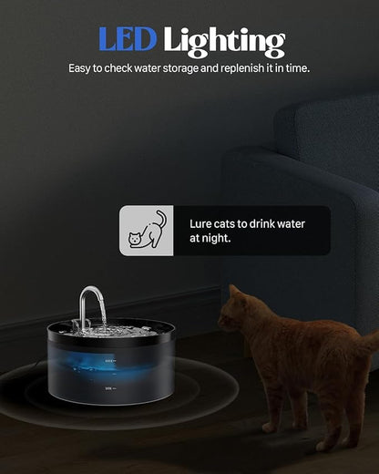 Cat Water Fountain Pet Fountain: Cat Water Dispenser - 108oz/3.2L Automatic Pet Drinking Waterer Bowls Indoor - Quiet Dog Dispenser - Black Faucet Dog Bowl - Easy Cleaning