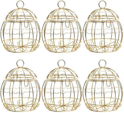 Beaupretty 6pcs Birdcage Shape Tinplate Candy Box Elegant Wedding Favor Containers for Sweets Treats and Decorative Hollow Chocolate Cases Golden Finish