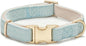 Soft Cotton Hemp Dog Collar with Metal Buckle Adjustable Tweed Dog Collars for Small Medium Large Dogs(Blue,Large)