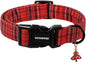 DOGWONG Christmas Plaid Dog Collar, Cute Adjustable Red Tartan Collar, Red Grid Dog Collar with Strong Plastic Buckle for Small Medium Large Dogs,M
