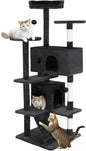 FDW Cat Tree 54in Cat Tower Multi-Level Durable Cat Scratching Post & Cozy Fun Cat Jumping Platform Space Saving Cat Condo Pet Play House for Indoor Cats,Grey