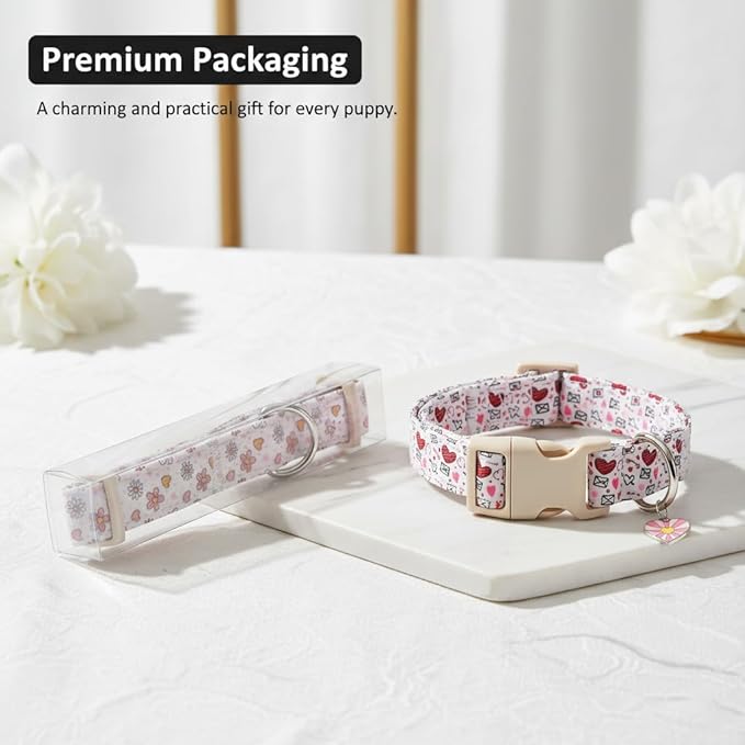 Dog Collar for Small Dogs, Summer Dog Collar with Watermelon Print and Charm, Adjustable Pet Collar for Girl Boy Dogs