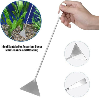 A2Z-Aquascaping Maintenance Tools Accessories,Anti-Rust Stainless Steel Tweezers Scissors Spatula for Aquarium Tank Clean, Fish Tank, Bonsai, Algae Scrapers (12" Substrate Spatula)